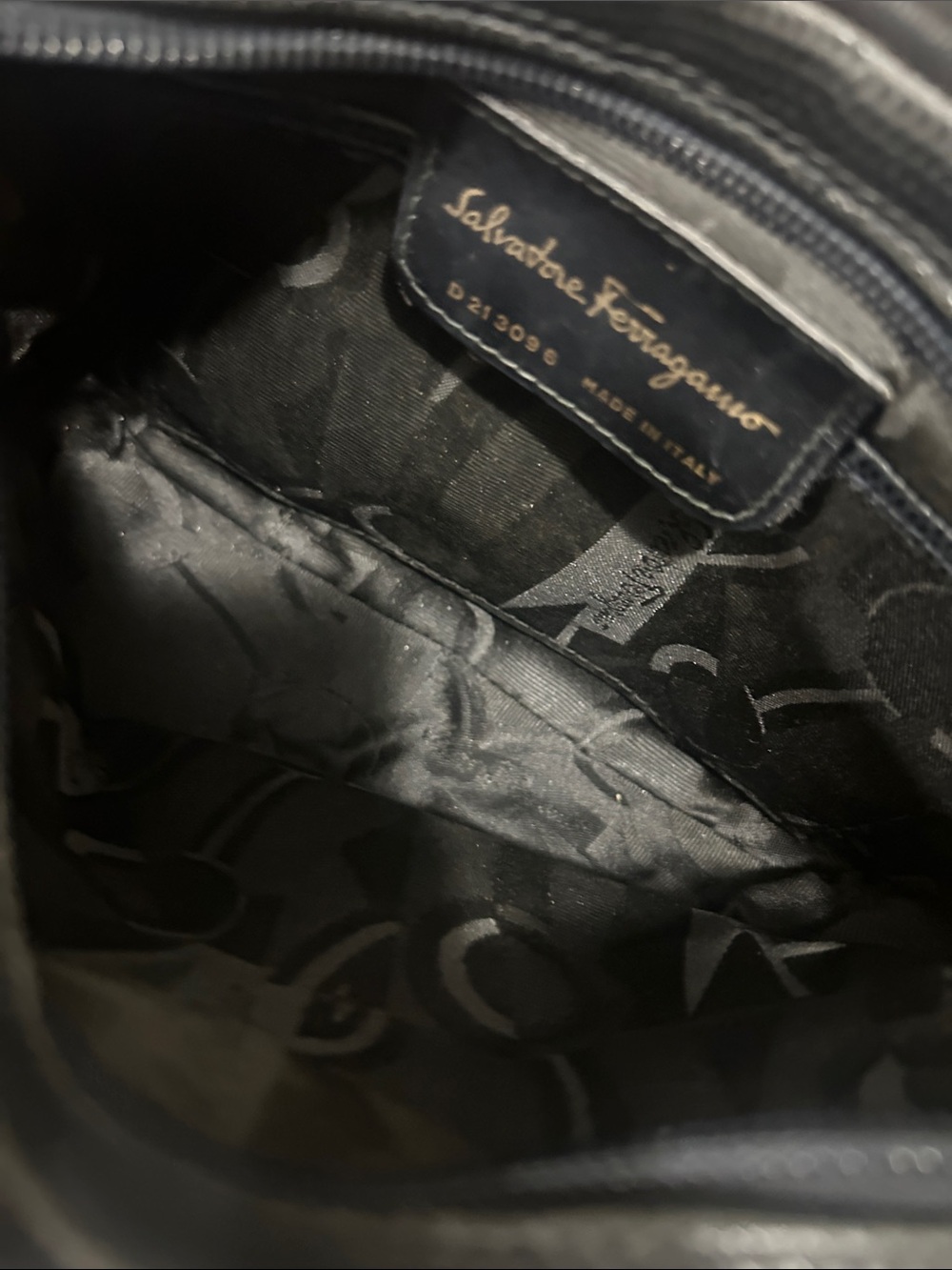Salvatore Ferragamo vinBlack Lizard-Embossed Leather Crossbody with Gold Buckle - Picture 10 of 12